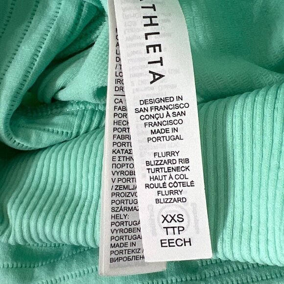 ATHLETA Flurry Blizzard Rib Turtleneck Top Mint Green Sz XXS #631818 NWOT - Picture 5 of 6
